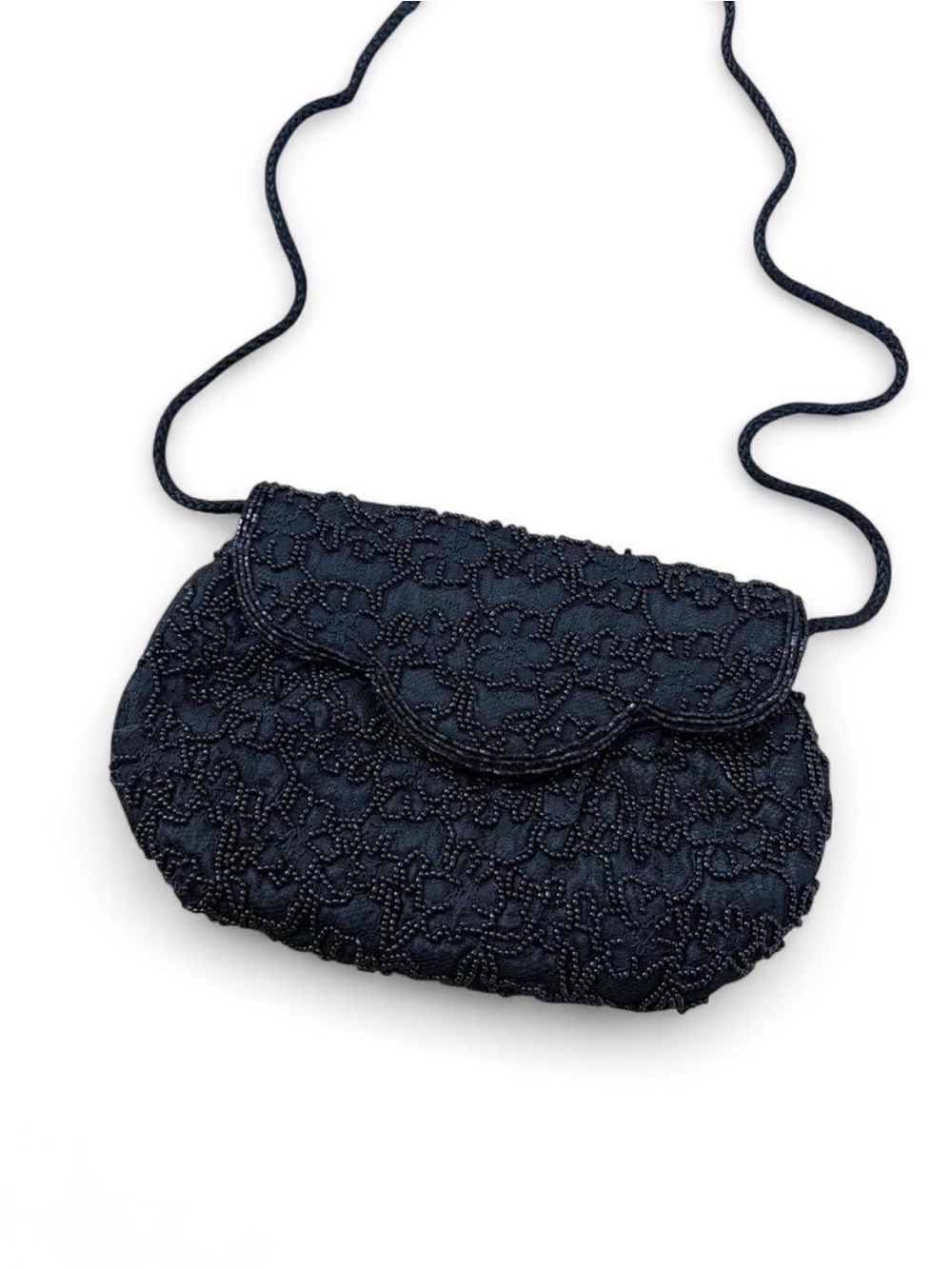 Vintage Goldco Black Beaded Evening Shoulder Bag | Y2K Formal Clutch